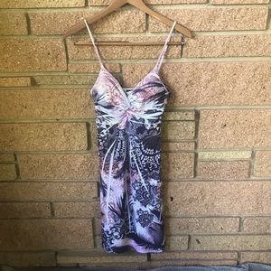 Pink and Gray Feather Pattern Vanity Dress